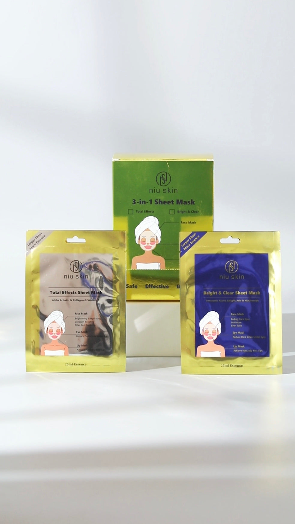 Facial Sheet Mask: 3 in 1 (Face, Eyes and Lips)