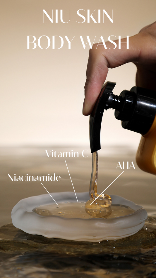 Gel Douche Et Lait Corporel NIU SKIN - Hydratant, éclaircissant, Avec Protection SPF 30
